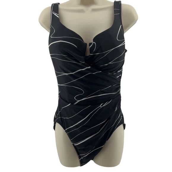 Miraclesuit Women's Sanibel One Piece Black and White Womens Size 16 - Picture 1 of 6
